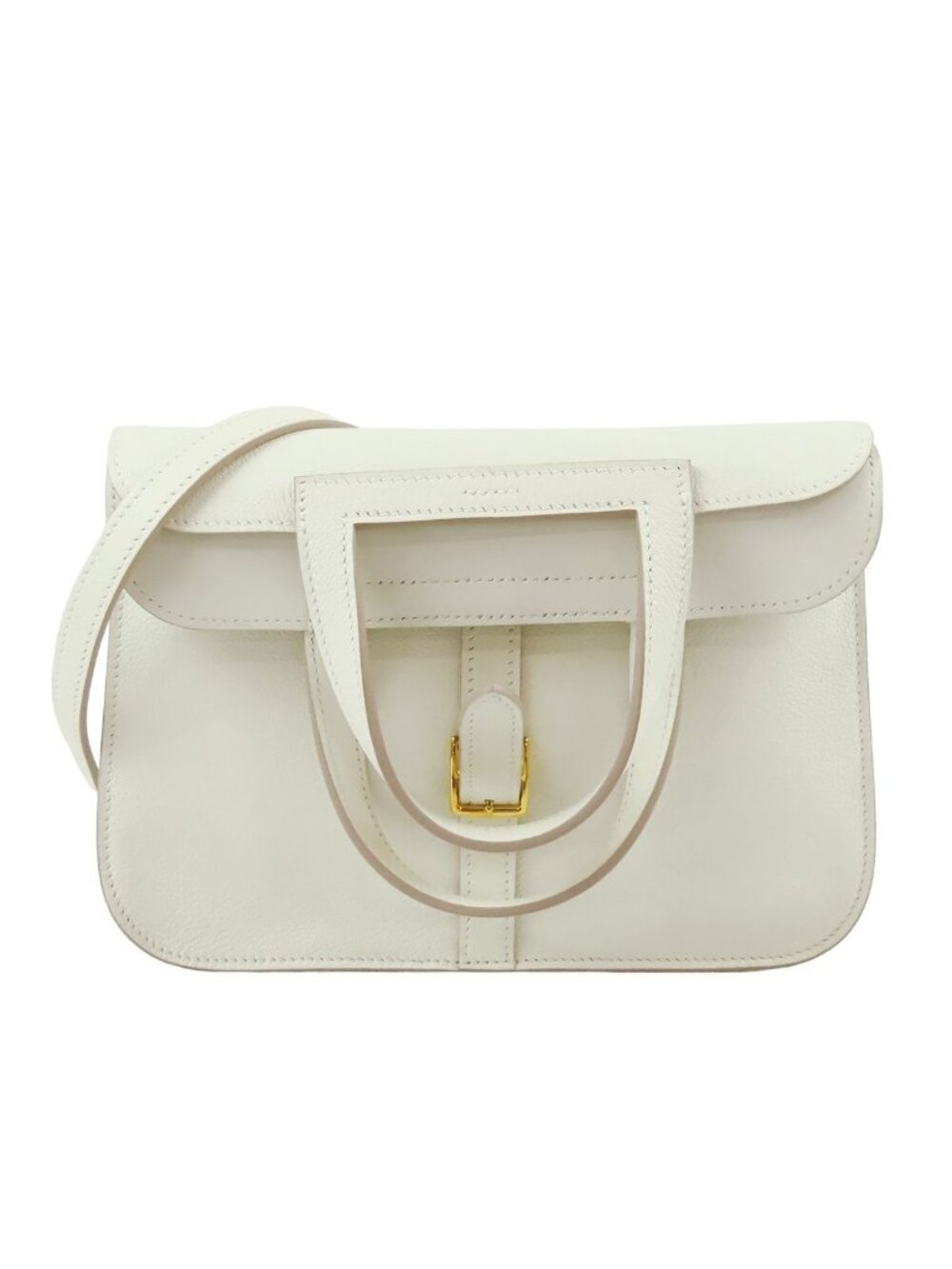 Hermes Halzan 25 Craie Gold Evercolor 2-Way Shoulder Bag